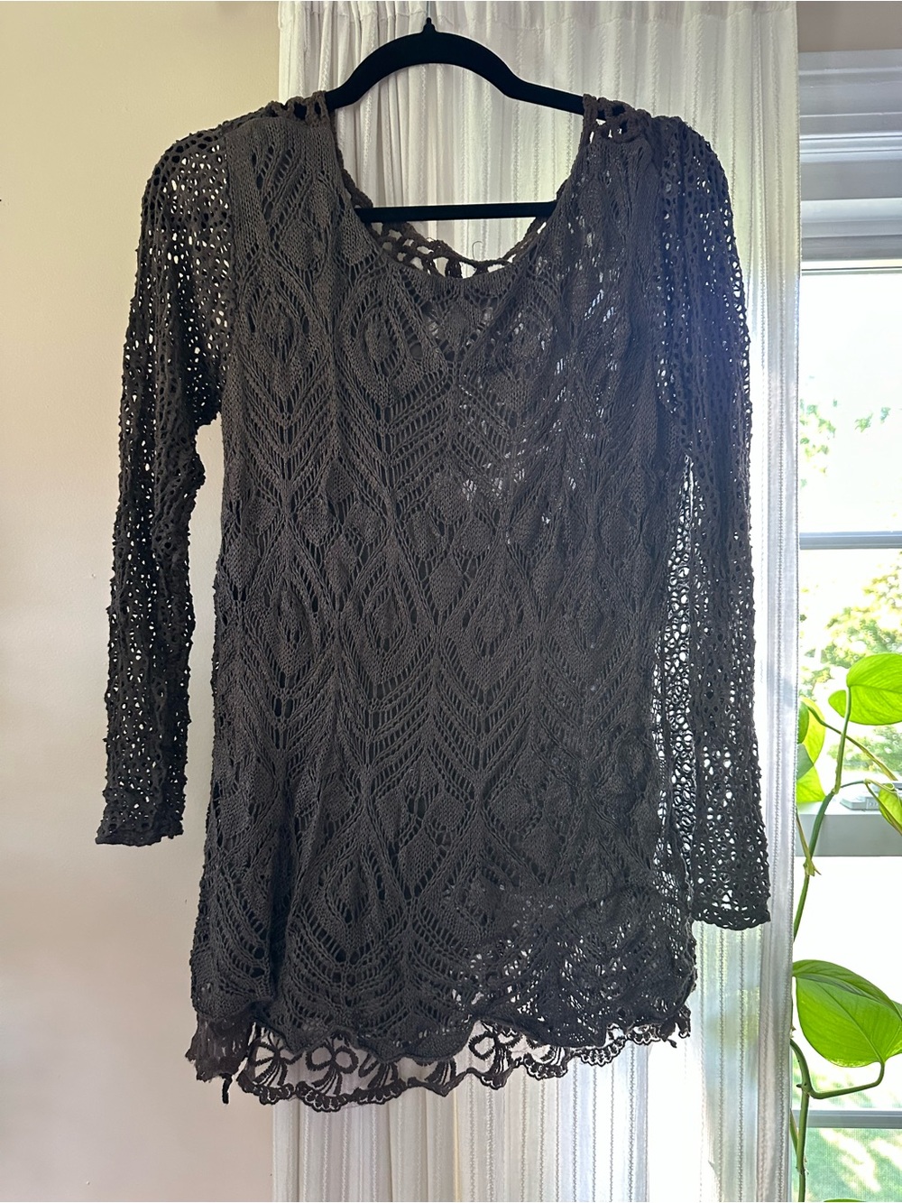 Tempo Paris Asymmetrical Open Knit Sweater